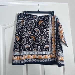 LOFT Black and Orange Floral Skirt - NWOT